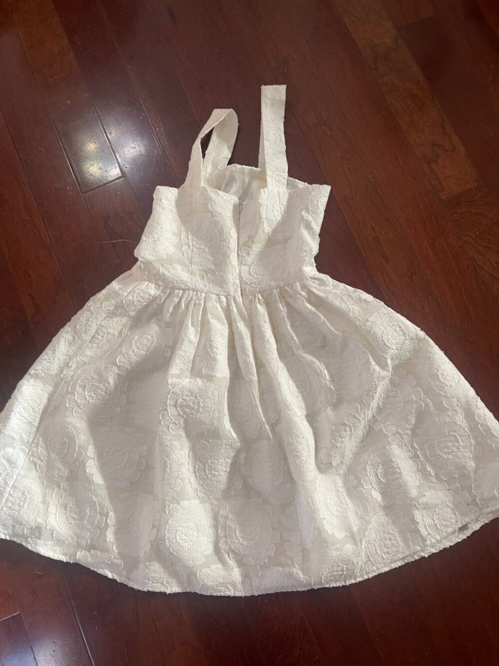 White Textured Floral Fit & Flare Dress Size S - Picture 6 of 8
